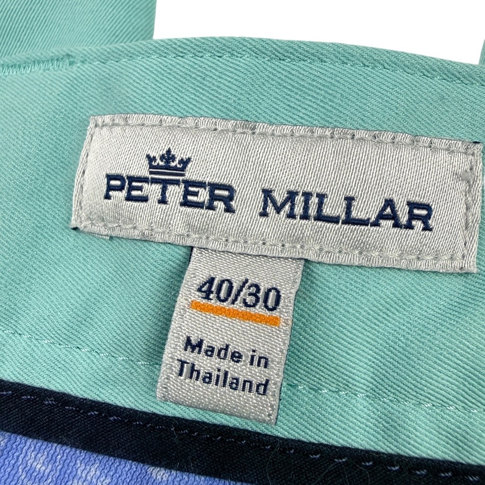 Peter Millar Men's Teal Golf Chinos Pants Size 40x30 Flat Front Polyester - Picture 5 of 8